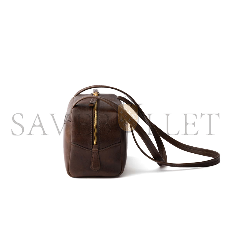 PRADA CARRY ANTIQUED LEATHER TOP-HANDLE MINI-BAG 1BB167 (22*15.5*12.5cm)
